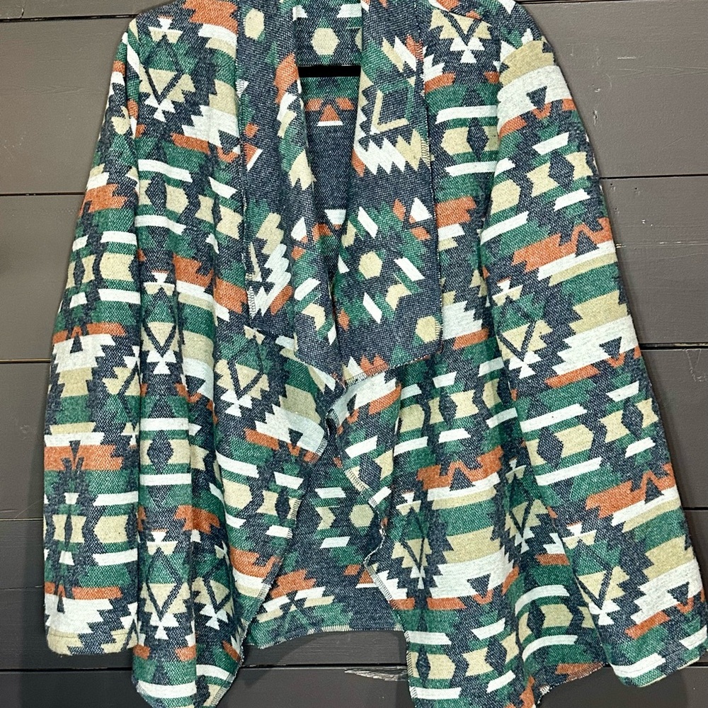Aztec-Inspired Cape Jacket - Multicolor